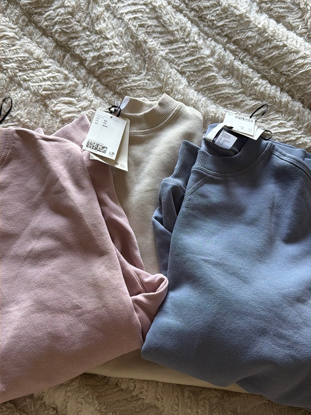 H&M Women's Crewneck Sweatshirts in Pink, Cream & Blue